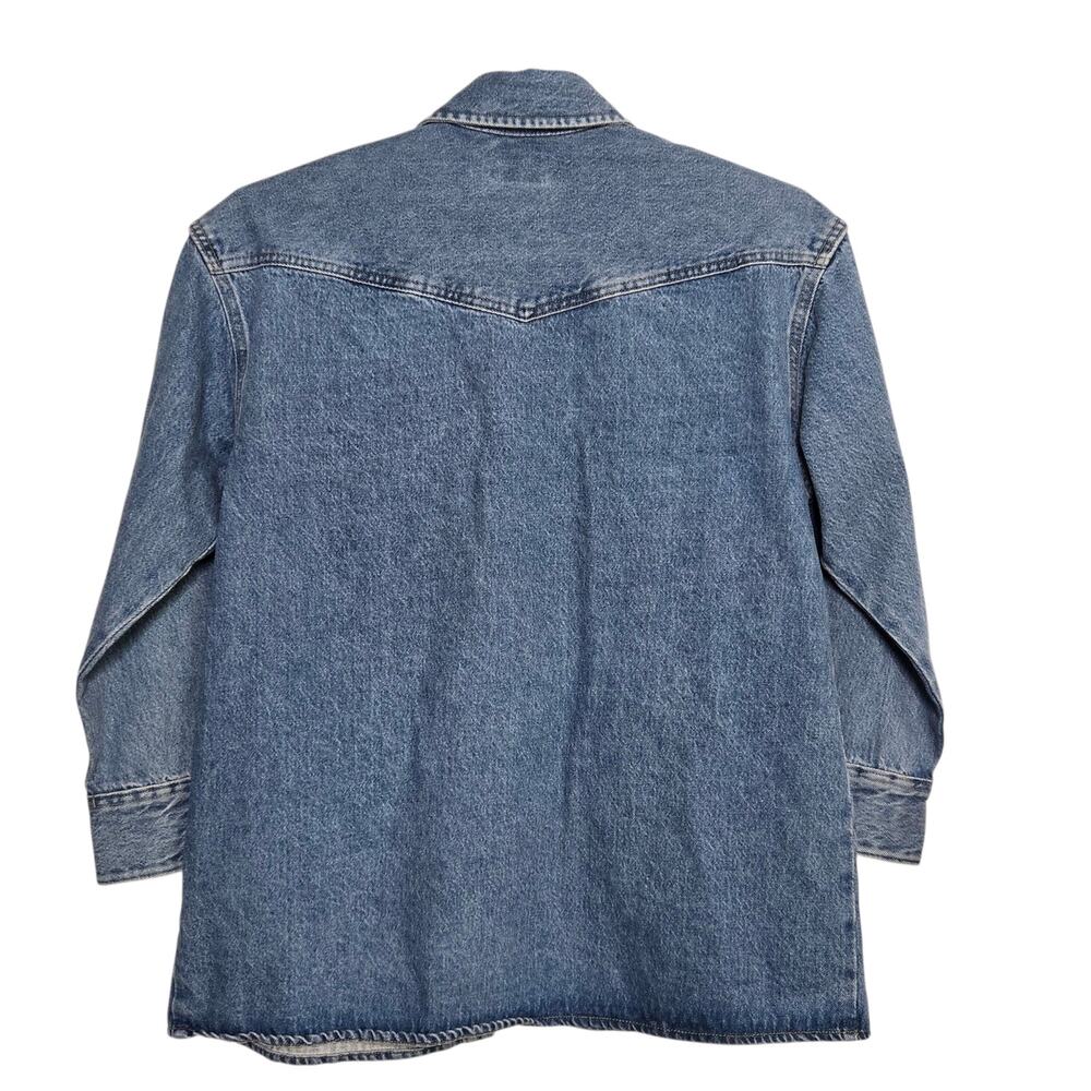 Womens Levi Strauss Oversize Western Shirt Dylan Size XS Blue Denim Thick Jacket - Picture 3 of 6